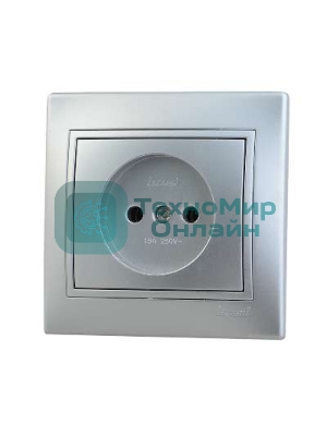 Розетка 1-м СП Мира 16А IP20 без заземл. керам. метал. сер. LEZARD 701-1010-121