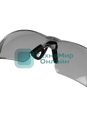 Очки защитные Denzel открытые, поликарбонатные, дымчатая линза, 2х комп.дужки