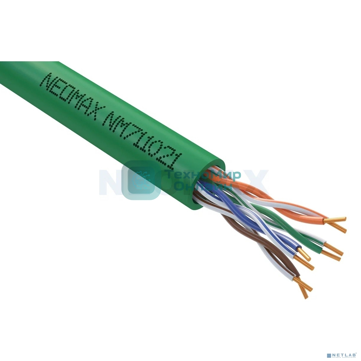 Кабель NEOMAX NM711021 U/UTP cat.5e 4x2x0.46, 25 AWG, Медь, внутренний, PVCLS нг(А)-LSLTx, 305м, зеленый
