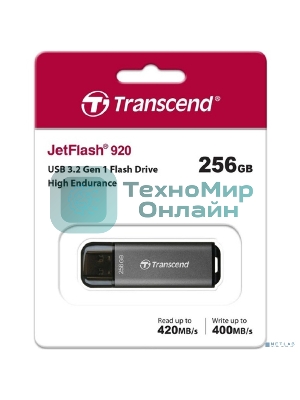Флешка USB Transcend JetFlash 920 (TS256GJF920), 256Gb, USB 3.1, R/W 420/400, темно-серый