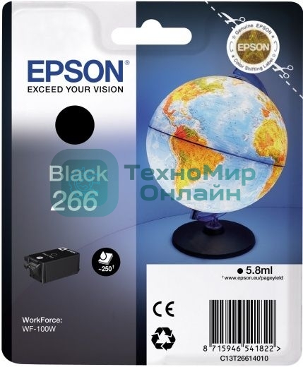 Картридж струйный Epson T266 (C13T26614010) черный (250 стр) для WF-100