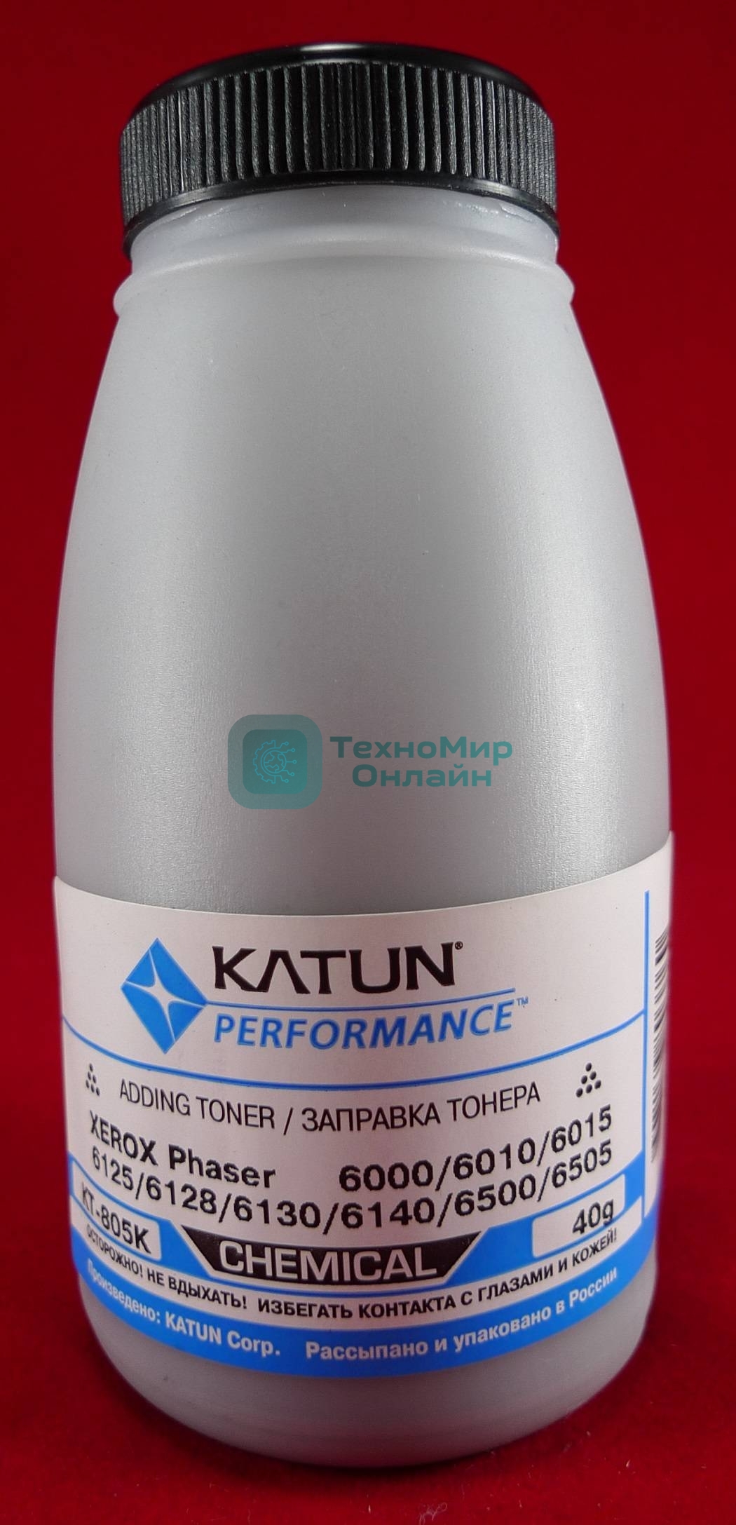 Тонер Xerox Phaser 6000/6010/6015/6125/6128/6130/6140/6500/6505черный, химический (фл.40г.) Katun фас. России