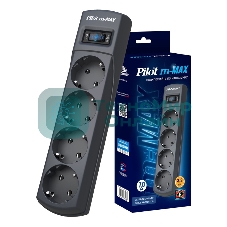 Сетевой фильтр Pilot m-MAX 7 м, 4 розетки, серый, коробка