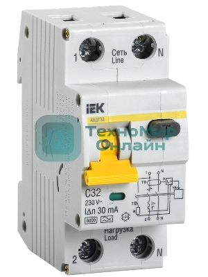 Выключатель автоматический дифференциального тока IEK MAD22-5-032-C-30 АВДТ 32 C32