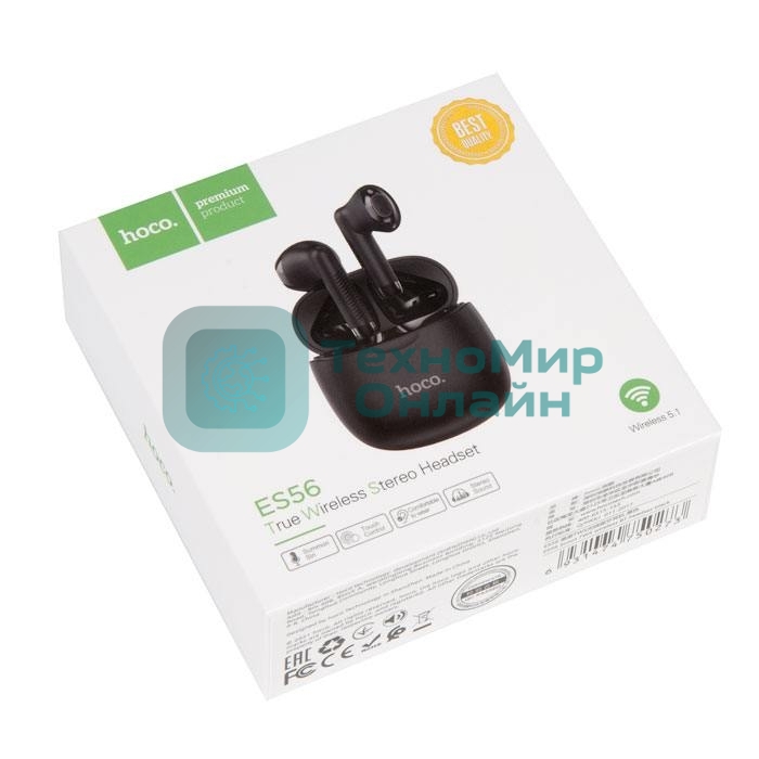 Наушники TWS Hoco ES56 черный, вкладыши, Bluetooth, до 4 ч.