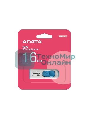 Флешка USB ADATA C008 (AC008-16G-RWE), 16Gb, USB 2.0, R/W 15/5, белый/синий