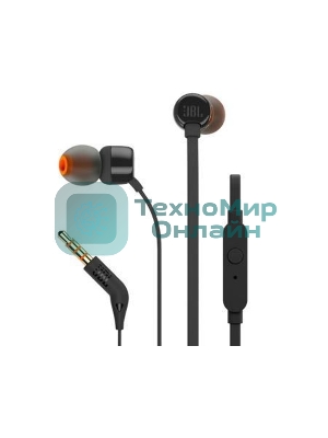 Проводные наушники JBL Tune 110 черный, внутриканальные, Jack 3.5 мм