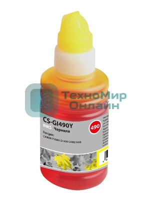 Чернила Cactus CS-GI490Y желтый 100мл для Canon PIXMA G1400, G2400, G3400