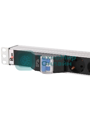 Верт блок розет Rem-16 с авт 16А 10 Shuko 10IEC60320 C19 16A алюм 33-38U 3м