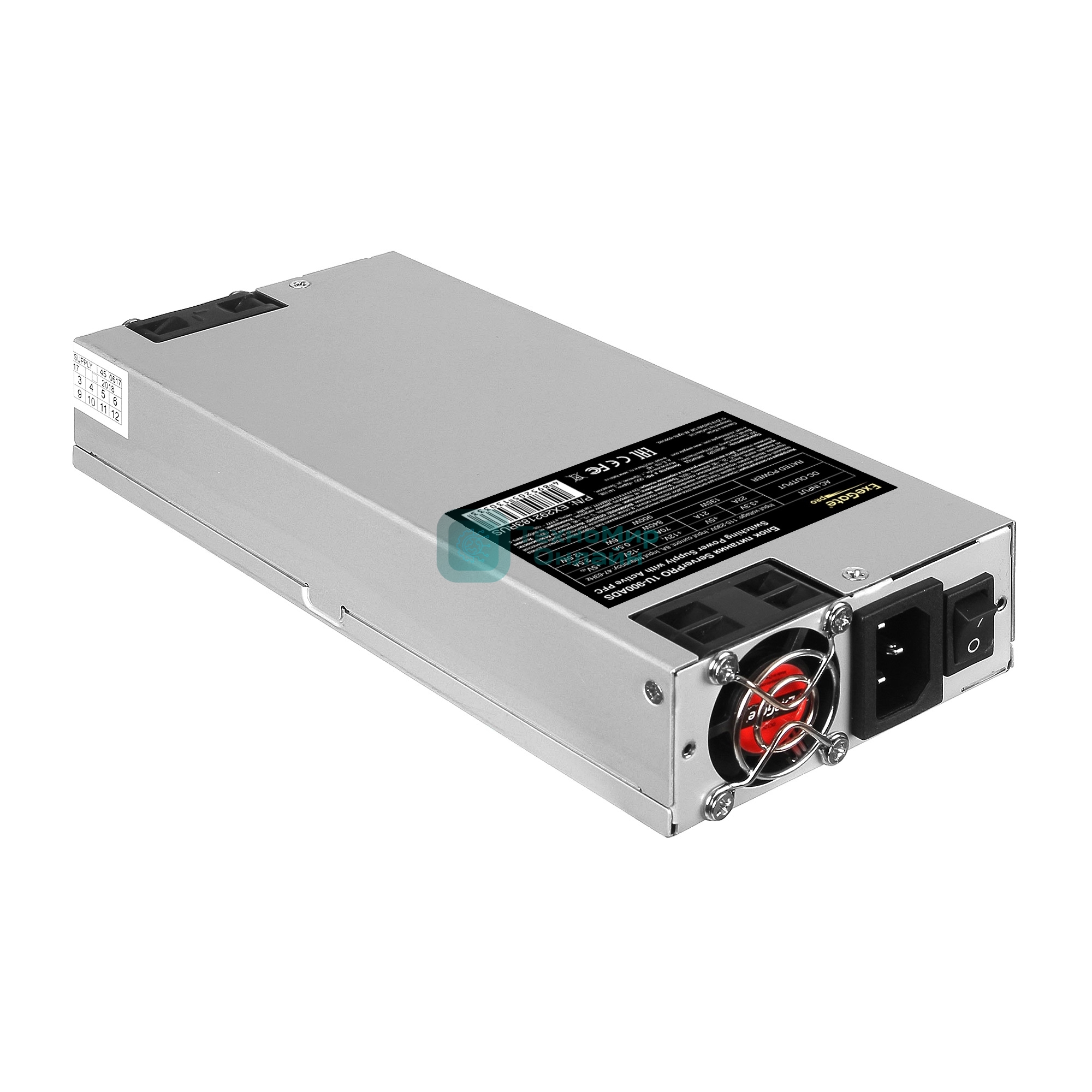 Блок питания серверный 900W ExeGate EX292183RUS ServerPRO-1U-900ADS (1U, APFC, КПД 85% (80 PLUS Bronze), 2x4cm fans, 24pin, 2x(4+4)pin, 4xSATA, 3xIDE)