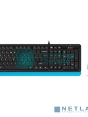 Комплект клавиатура+мышь A4Tech FStyler F1010 проводной, USB, 1600 DPI, чёрный/синий