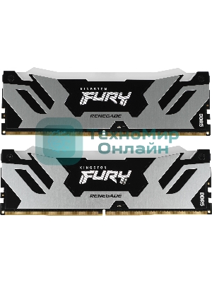 Оперативная память Kingston Fury Renegade, DDR5, 32Gb (2x16GB), 7200MHz, CL38, DIMM, с радиатором, RGB, серебристый/черный