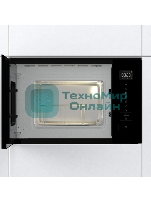 Встраиваемая микроволновая печь Gorenje BM201SG3BG, 20 л, 5 уровней мощности, 8 автопрограмм, сенсорное управление, дисплей, гриль, поворотный стол, AquaClean, автоменю черный