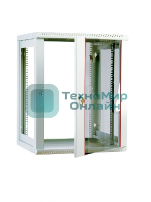 Шкаф телеком. настенный разборный 15U (600х550), съемные стенки, дверь стекло (ШРН-М-15.500) (1 коробка)