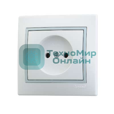 Розетка 1-м СП Мира 16А IP20 без заземл. керам. белый/сер. LEZARD 701-0215-121