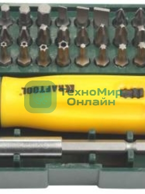 Набор KRAFTOOL Отвертка реверсивная с битами и адаптером, Cr-V, 32 предмета 26142-H32