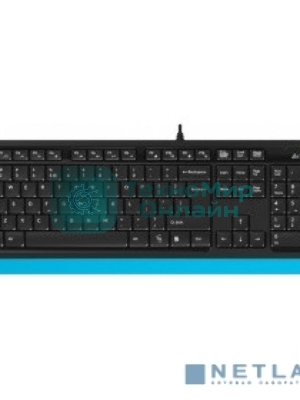 Комплект клавиатура+мышь A4Tech FStyler F1010 проводной, USB, 1600 DPI, чёрный/синий