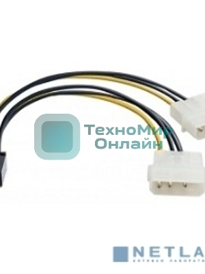 Переходник питания PCI-Express 6pin (от 2х разъемов Molex (IDE) блока питания), 15 см ExeGate EX138937RUS