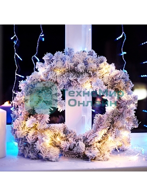 Заснеженный еловый венок Neon-night Ø 45 см, ПВХ