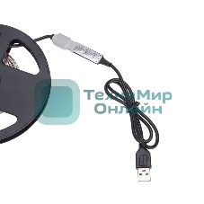 Лента светодиодная 5В, SMD5050, 7,2Вт/м, 30 LED/м, RGb, 10мм, 3м, с USB коннектором, черная, IP20 LAMPER