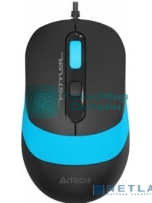 Комплект клавиатура+мышь A4Tech FStyler F1010 проводной, USB, 1600 DPI, чёрный/синий