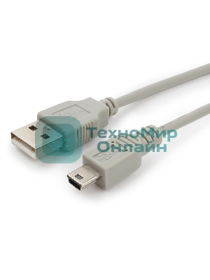 Кабель USB2.0 Cablexpert CC-USB2-AM5P-3-N, AM/MiniUSB, медь, экран, Pro, 0.9м серый, пакет