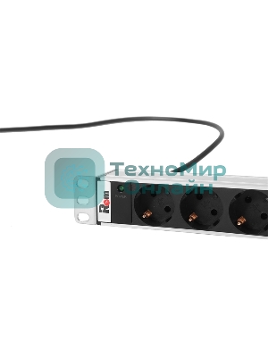 Верт. блок розеток Rem-16 с инд., 25 Shuko, 16A, алюм., 42-48U, шнур 3 м