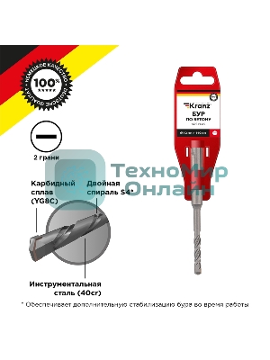 Бур по бетону Kranz 12x110x50 мм SDS PLUS