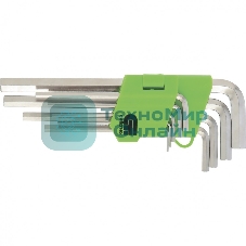 Набор ключей Сибртех имбусовых HEX, 1,5-10 мм, 45x, закаленные, 9 шт., короткие, никель.