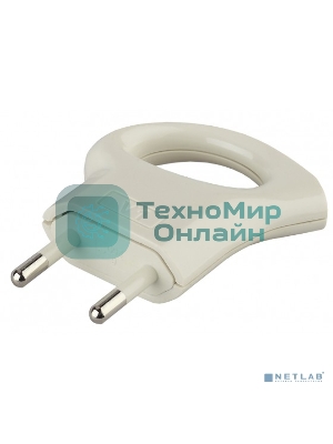 Вилка ЭРА Б0019182 V1 6А без заземл. с кольцом непрямой ввод (10/200/9600) бел.