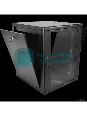 Шкаф телекоммуникационный настенный разборный ЦМО 15U (600 x 650) съемные стенки, дверь стекло, черный (ШРН-М-15.650-9005)