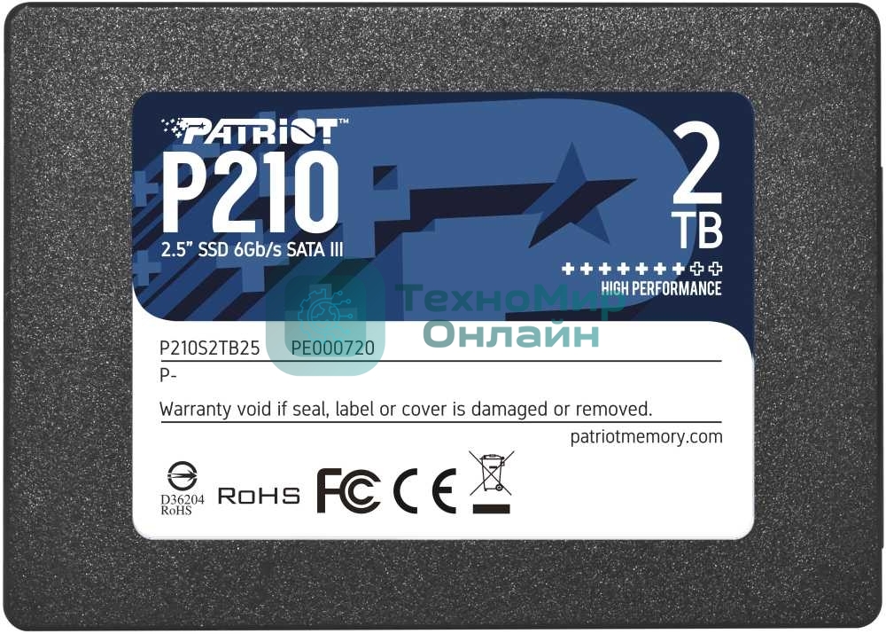 Накопитель SSD Patriot P210, 2Tb, SATA III, 2.5