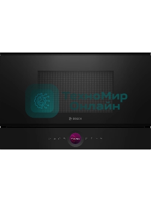Встраиваемая микроволновая печь Bosch BER7321B1 900Вт, 5 режимов, кварцевый гриль,инвертер, 21 л, черный, петли справа