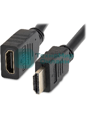 Кабель-удлинитель аудио-видео Buro HDMI (m)/HDMI (f) 1.5м. позолоч.конт. черный