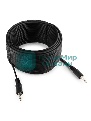 Кабель аудио Cablexpert CCA-404-10M-N, Jack 3.5(M)/Jack 3.5(M), 3pin, 10м, черный, пакет