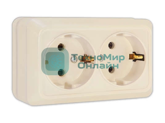 Розетка 2-м ОП Олимп 16А с заземл. беж. UNIVersal Б-О0128
