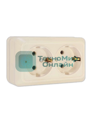 Розетка 2-м ОП Олимп 16А с заземл. беж. UNIVersal Б-О0128