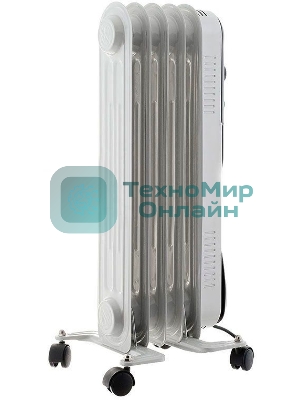 Обогреватель масляный Ресанта ОМПТ- 5Н (5 секций), белый, 1000 Вт, 10 м2, термостат 67/3/2