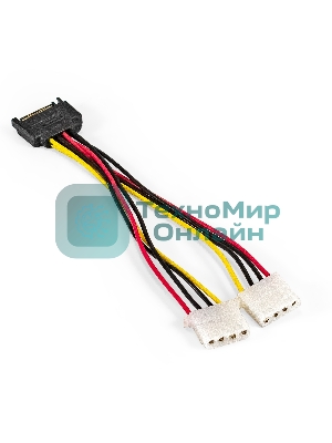 Кабель питания SATA ExeGate EX-CC-SATAM2MF-0.15 (15pin M/2xMolex F, 0,15м)