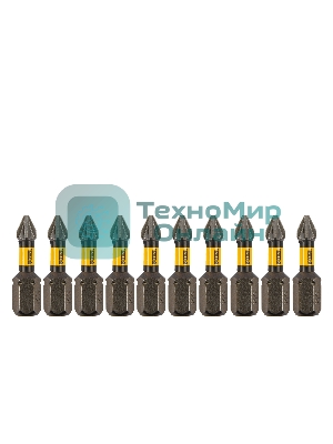 Набор бит торсионных Denzel PZ1x25 мм, лазерная обработка шлица, сталь S2, 10 шт.