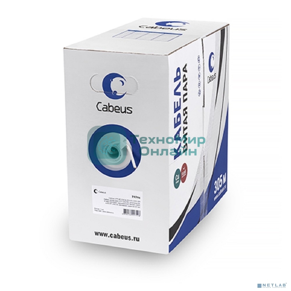 Кабель витая пара Cabeus UTP-4P-Cat.5e-SOLID-GY UTP (U/UTP), cat.5e, 4 пары 0,51мм (24 AWG), одножильный, серый (305 м)