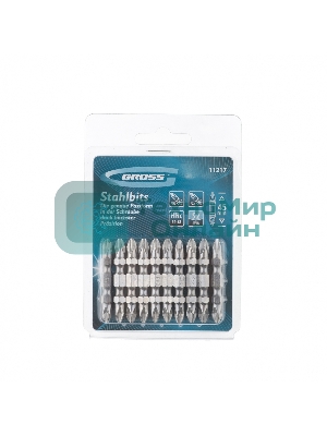 Набор бит Gross 11217 двухстор. ph2-pz2х45 мм сталь s2 10 шт.