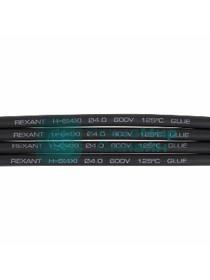 Термоусаживаемая трубка клеевая Rexant 4,0/1,0 мм, (4:1) черная, упаковка 10 шт. по 1 м