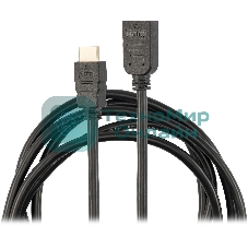 Кабель-удлинитель аудио-видео Buro HDMI (m)/HDMI (f) 3м. позолоч.конт. черный