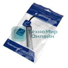 Разветвитель USB3.0/2.0 Gembird UHB-C202, USB3.0, 3xUSB2.0, кабель Type-C 10 см, алюминий, пакет
