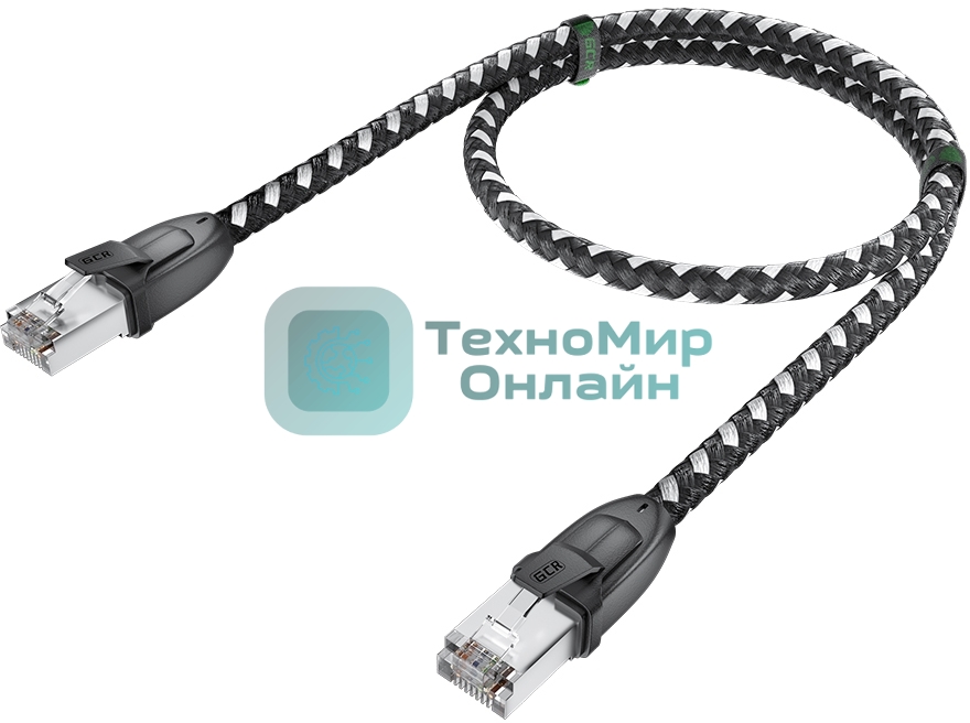 Патч-корд GCR PROF прямой 5.0m, UTP медь cat.6, STRONG черно-белый нейлон, ethernet high speed 10 Гбит/с, T568B, GCR-52779
