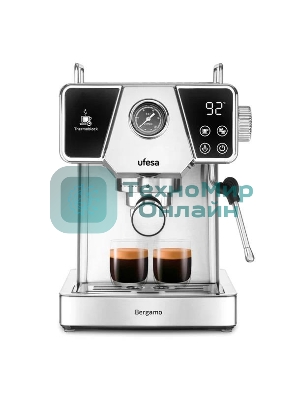 Кофеварка рожковая Ufesa BERGAMO серебристый, исп. кофе - молотый, 1.8 л, 1350 Вт, 20 бар