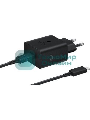 Сетевое зарядное устройство Samsung 45W (USB Type-C порт, кабель USB Type-C в комплекте), черное