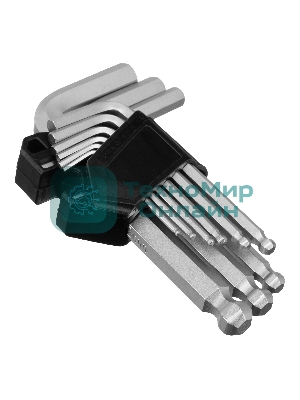 Набор ключей имбусовых Сибртех HEX, 2-12 мм, CrV, 9 шт., с шаром