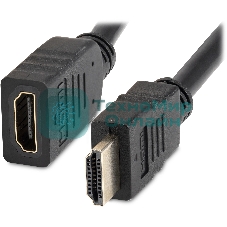 Кабель-удлинитель аудио-видео Buro HDMI (m)/HDMI (f) 3м. позолоч.конт. черный